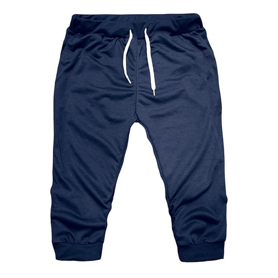 JFGHDG Women Cotton Trouser Stretch Cover Up Summer Work Gym Relaxed Fit Capri Pants, Navy 2XL