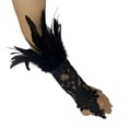 thumbnail image 1 of JFGHDG Women Gothic Lace Feather Wrist Cuffs, Fingerless Embroidered Costume Cuffs for Halloween Burlesque Carnival Party Dress‑up Black One Size, 1 of 4