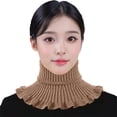 JFGHDG Women Rib Knit Mock Turtleneck Neck Warmer, Solid Ruffled Edge ...