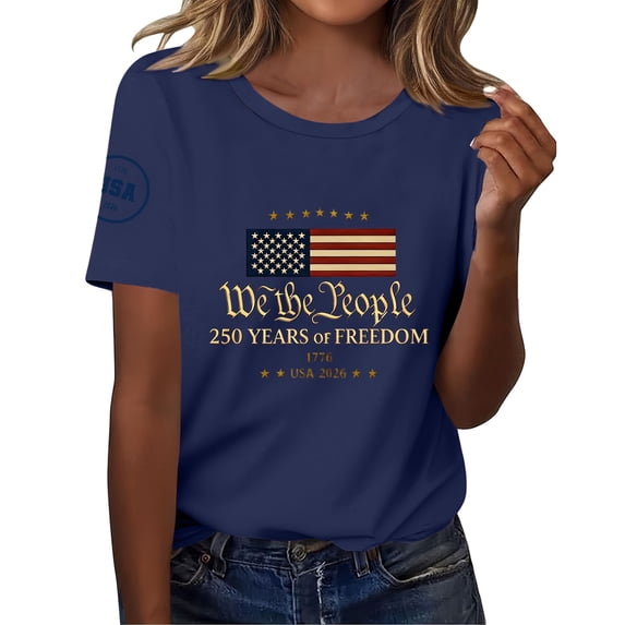 JFGHDG Women'S T-Shirts Character Graphic Anniversary Tee Unisex Us Flag Celebration Tee Men'S 4th Of July Flag Tee Historic 4th Of July Birthday Tee V-Neck American F Navy L