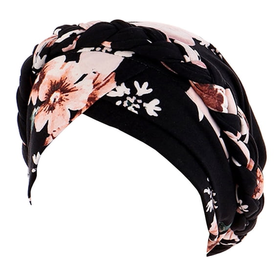 JFGHDG Women Turban Head Wrap Twist Knot Chemo Cap Floral Print Stretch Headscarf Pre Tied Hair Cover for Hair Loss Sleep Daily A One Size
