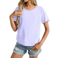 thumbnail image 1 of JFGHDG Women's Basic Crewneck Tee T Shirts Short Sleeve Tops Purple 2XL, 1 of 5