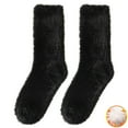 thumbnail image 1 of JFGHDG Women's Faux Mink Fur Crew Socks, Thick Fluffy Fuzzy Warm Socks, Cozy Winter Indoor House Sleeping Socks Black A, 1 of 3