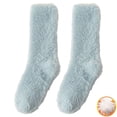 thumbnail image 1 of JFGHDG Women's Faux Mink Fur Crew Socks, Thick Fluffy Fuzzy Warm Socks, Cozy Winter Indoor House Sleeping Socks Blue A, 1 of 3