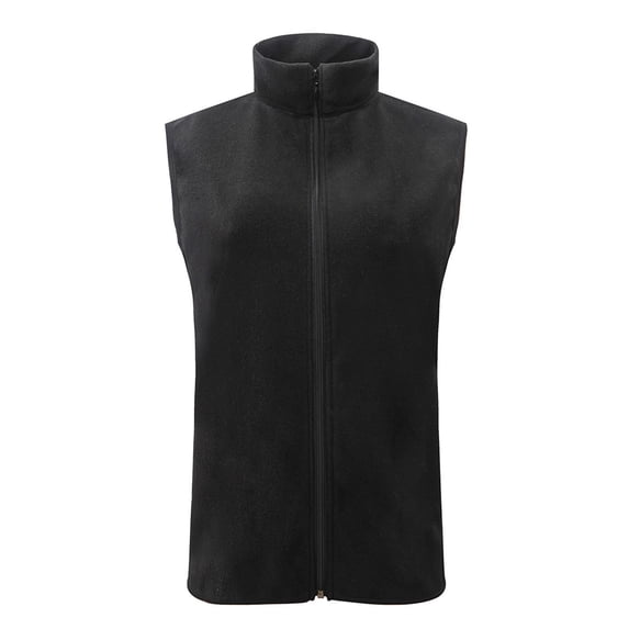 JFGHDG Women's Fleece Vest Lightweight Warm Vests Outerwear Sleeveless Zip Jacket Fall Winter Soft Vest with Pockets Black L