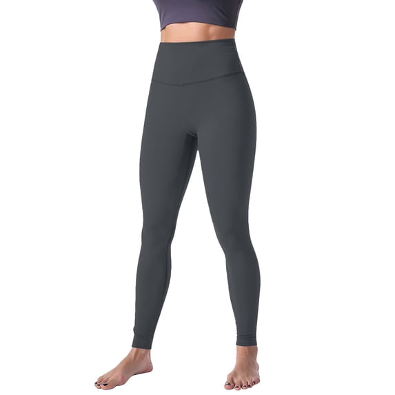 JFGHDG Women's High Waisted Buttery Soft No Front Seam Tummy Control Butt Lifting Workout Yoga Leggings Dark Gray L