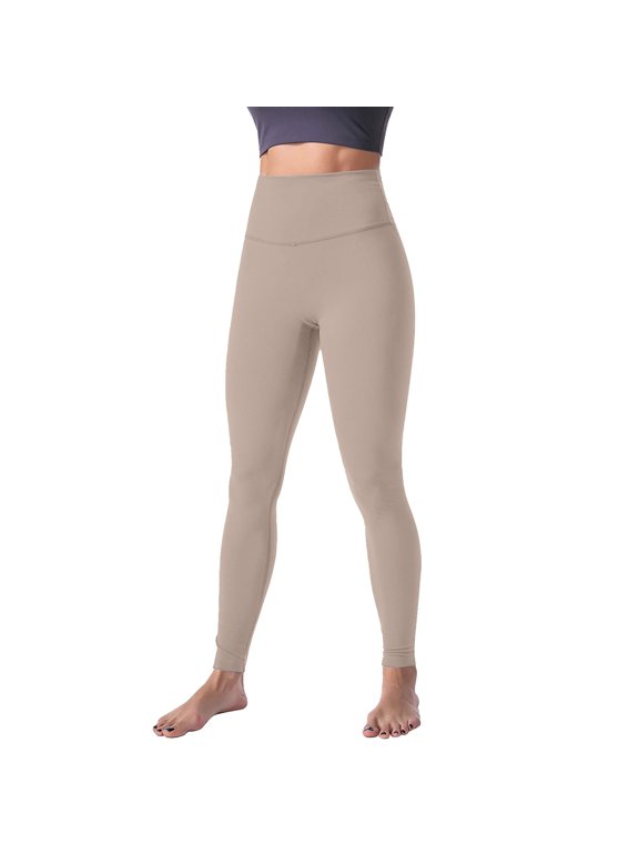 Women's High Waisted No Front Seam Buttery Soft Tummy Control Squat Proof Athletic Yoga Leggings Khaki XL
