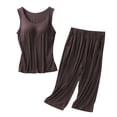 thumbnail image 1 of JFGHDG Women's Pajamas Set‑ Viscose Made from Bamboo, Soft Sleepwear Sleeveless Pjs Tank Top Capri Pants Loungewear Coffee M, 1 of 2