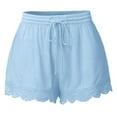 thumbnail image 1 of JFGHDG Women's Shorts Running Shorts Floral Lace Trim Shorts Summer Shorts Going Out Bottoms Stretch Shorts Women Booty Shorts Womens Shorts Casual Cover up Shorts Sky Blue L, 1 of 3