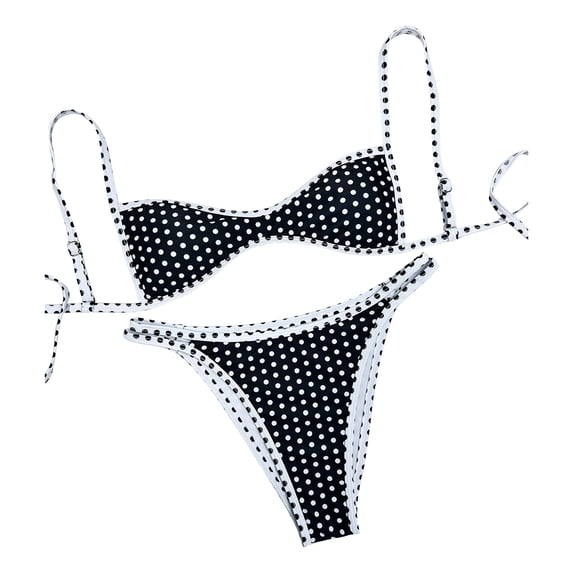 JFGHDG Women's String High Cut Bikini Set Two Piece Swimsuit Beach White XS