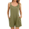 thumbnail image 1 of JFGHDG Women's Summer Short Overalls Casual Sleeveless Adjustable Button Strap Loose Jumpsuits Rompers with Pockets 2026 Green 2XL, 1 of 9