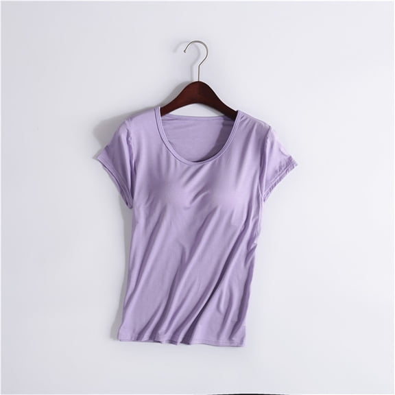 JFGHDG Women's Tops, Tees & Blouses Shirts for Women Oversized Tshirts for Women Blouses Going Out Tops for Women Knit Tops for Women Plain T Shirts Purple 2xl