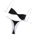 thumbnail image 1 of JFGHDG Women's Triangle Color Block Adjustable Straps Bikini Set Two Piece Swimsuit Black L, 1 of 1