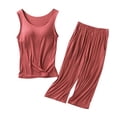 thumbnail image 1 of JFGHDG Womens 2 Piece Pajama Sets Summer Sleeveless Scoop Neck Tank Top with Capri Pants Loose Soft Loungewear Nightwear Red L, 1 of 2
