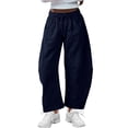 thumbnail image 1 of JFGHDG Womens Barrel Sweatpants High Waisted Baggy Wide Leg Lounge Casual Horseshoe Trousers with Pockets Dark Blue M, 1 of 8