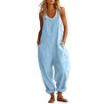 thumbnail image 1 of JFGHDG Womens Cotton Adjustable Casual Summer Bib Overalls Jumpsuits with Side Pockets Light Blue S, 1 of 7