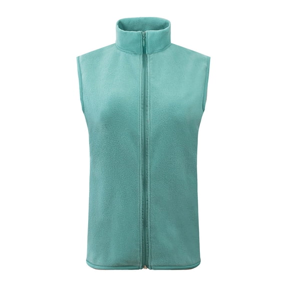 JFGHDG Womens Fleece Vest Outerwear Sleeveless Zip Up Casual Warm Spring Tops with Inside Pockets Green L