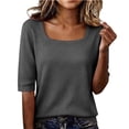 thumbnail image 1 of JFGHDG Womens Half Sleeve Tops Scoop Neck Ribbed Knit Slim Fitted Basic Tee Shirts Summer 2026 Trendy Spring Casual Clothes Gray L, 1 of 9