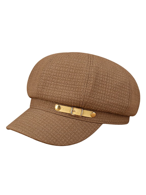 Womens Newsboy Cap Summer Beret Cap- Cotton 8 Panels Vintage Cabbie Hat- Octagonal Visor Cap for Women Girls Ladies Gift A One Size