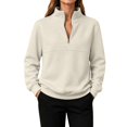 thumbnail image 1 of JFGHDG Womens Quarter Zip Oversized Sweatshirts Fleece Pullover Mock Neck Sweater Fall Workout Jacket Beige XL, 1 of 8