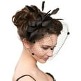 thumbnail image 1 of JFGHDG fascinators hats for women Derby Hats Vintage Hats Fancy Hat Mesh Headwear Kentucky Derby Hats Spring Hats Cocktail Wedding Church Veil Hair Clip Black One Size, 1 of 4