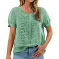 thumbnail image 1 of JFGHDG linen shirts for women Short Sleeve Cotton Linen Shirt linen button down shirt women V Neck T Shirts for Women Casual Tops for Women Pleated Tops Shirts And T Shirts Mint Green L, 1 of 8