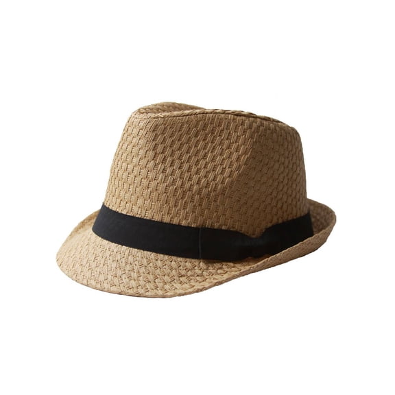 JFH Tweed Straw Cuban Style Fedora - , Natural S/M