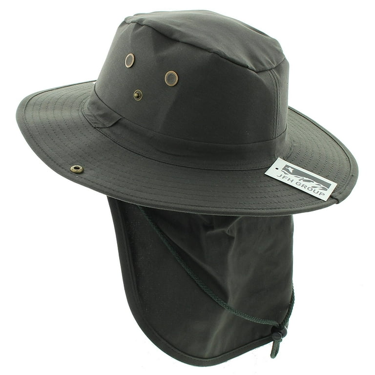 JFH Wide Brim Bora Booney Outdoor Safari Summer Hat w/Neck Flap & Sun  Protection