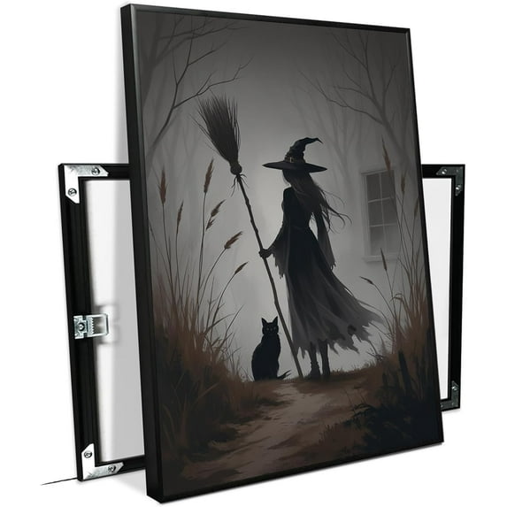 JFHCQJPK Witch in the Forest Halloween Print Wall Art Poster Witch Decor Vintage Print Dark College Wall Art Victorian Gothic Room Decor Canvas Wall Print8x12in Metal blackFramed