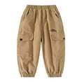 thumbnail image 1 of JFHHQ Big Boys Sweatpants Boys School Joggers Boys Solid Color Cargo Pants With Casual Print Designs Comfortable Trousers For Toddlers And Big Kids Durable Playwear Khaki 8-9 Years, 1 of 7