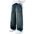 thumbnail image 1 of JFHHQ Boys' Regular Straight-Fit Jeans Toddler Boy Winter Jeans Boys Cargo Trousers Fully Elastic Waist Regular Fit Children Casual Pants with Multiple Pockets for Blue 6-7 Years, 1 of 9