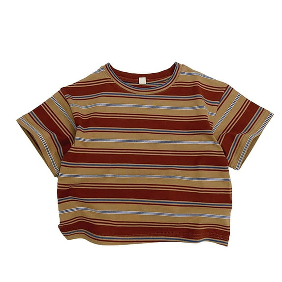 JFHHQ Girls Striped Ringer Crop Top Summer Short Sleeve Color Block T-Shirts