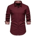 thumbnail image 1 of JFHHQ Men's Business Casual Button-Down Shirt Men's Casual Long Sleeve Shirt Geometric Cashew Floral Print Autumn Spring top Red S, 1 of 4