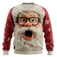 thumbnail image 1 of JFHHQ Old School Ugly Sweater for Men Retro Plaid & Santa Face Print Red S, 1 of 3