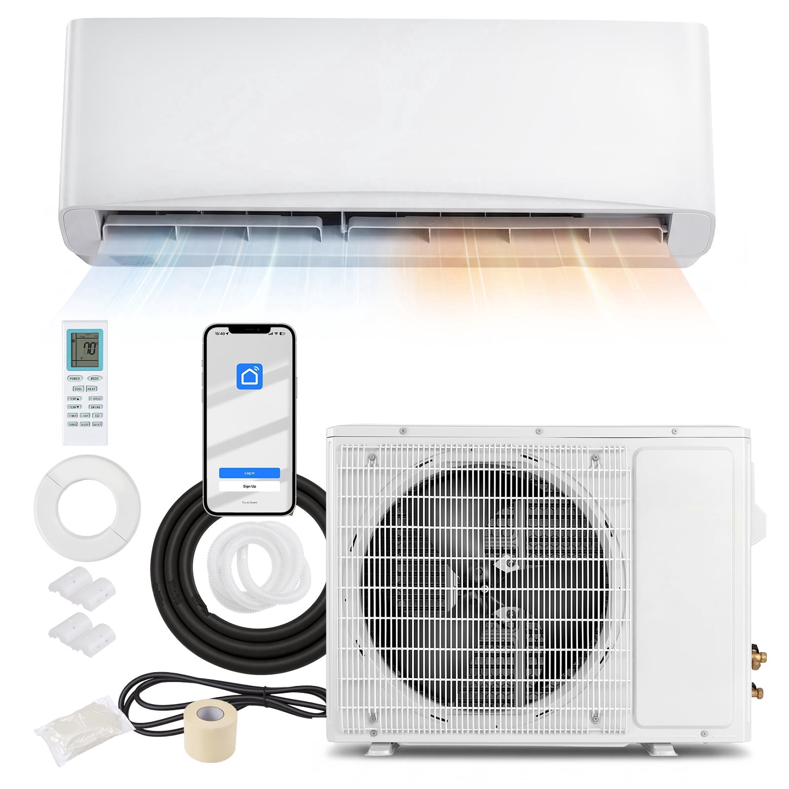 Air-Con 9000 BTU Blue 4 Mini Split AC Heat Pump Ductless 23.5 Seer