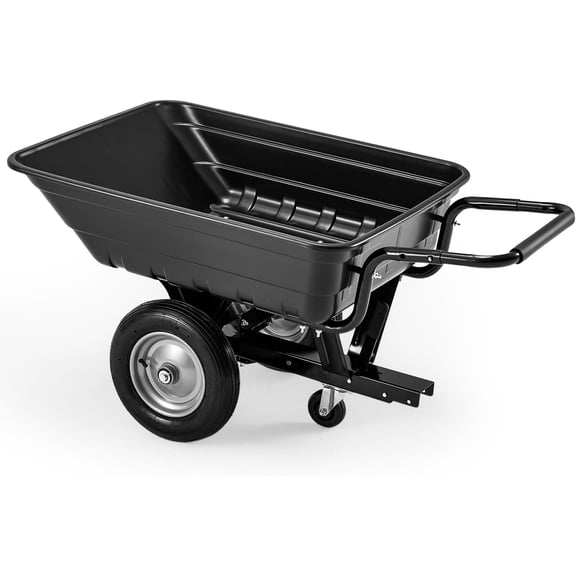 JFHID 2-in-1 Dump Cart, 500 Lbs Heavy Duty Tow Behind Poly Utility Trailer with 10 Cu.Ft Bed