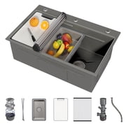 JFHID 33X19 Drop In Kitchen Sink, 304 Stainless Steel Workstation Sink,Topmount Single Bowl with Accessories