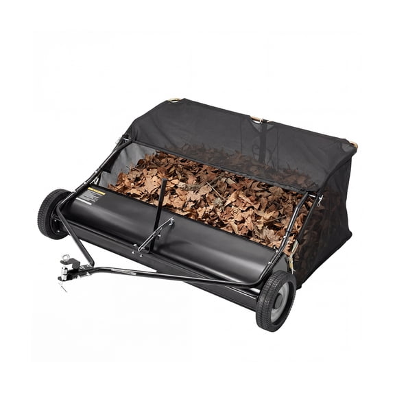 JFHID 42-Inch Tow-Behind Lawn Sweeper with14 Cu.Ft Large Hopper Pull Behind Grass & Leaf Collector for Yard