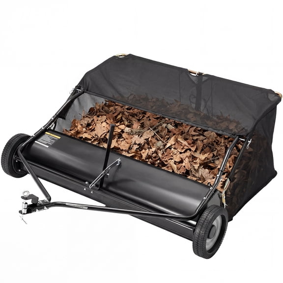 JFHID 52-Inch Tow-Behind Lawn Sweeper with33 Cu.Ft Large Hopper Pull Behind Grass & Leaf Collector for Yard