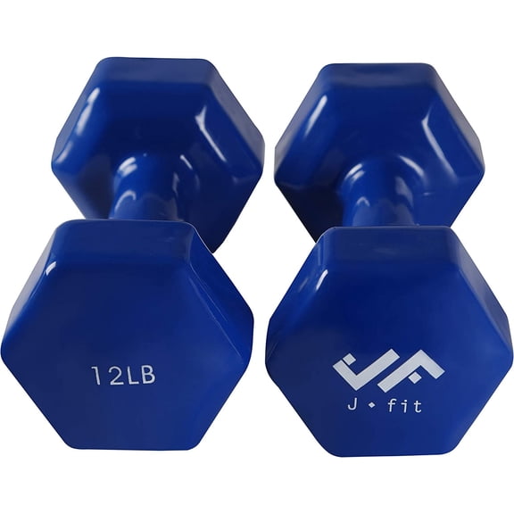 JFIT Dumbbell Pairs or Sets Neoprene & Vinyl Coated Hand Weights for Home Gym, Strength Training, Aerobics, Cardio Exercise and Fitness