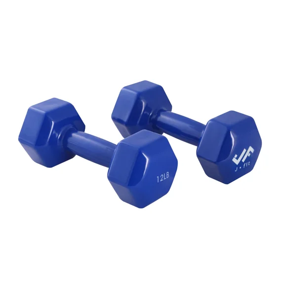JFIT Vinyl Dumbbell (Set of 2), 12 LBS
