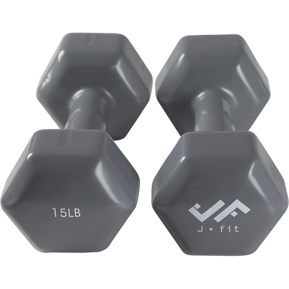 JFIT Dumbbell Pairs or Sets – Neoprene & Vinyl Coated Hand Weights for Home Gym, Strength Training, Aerobics, Cardio Exercise and Fitness