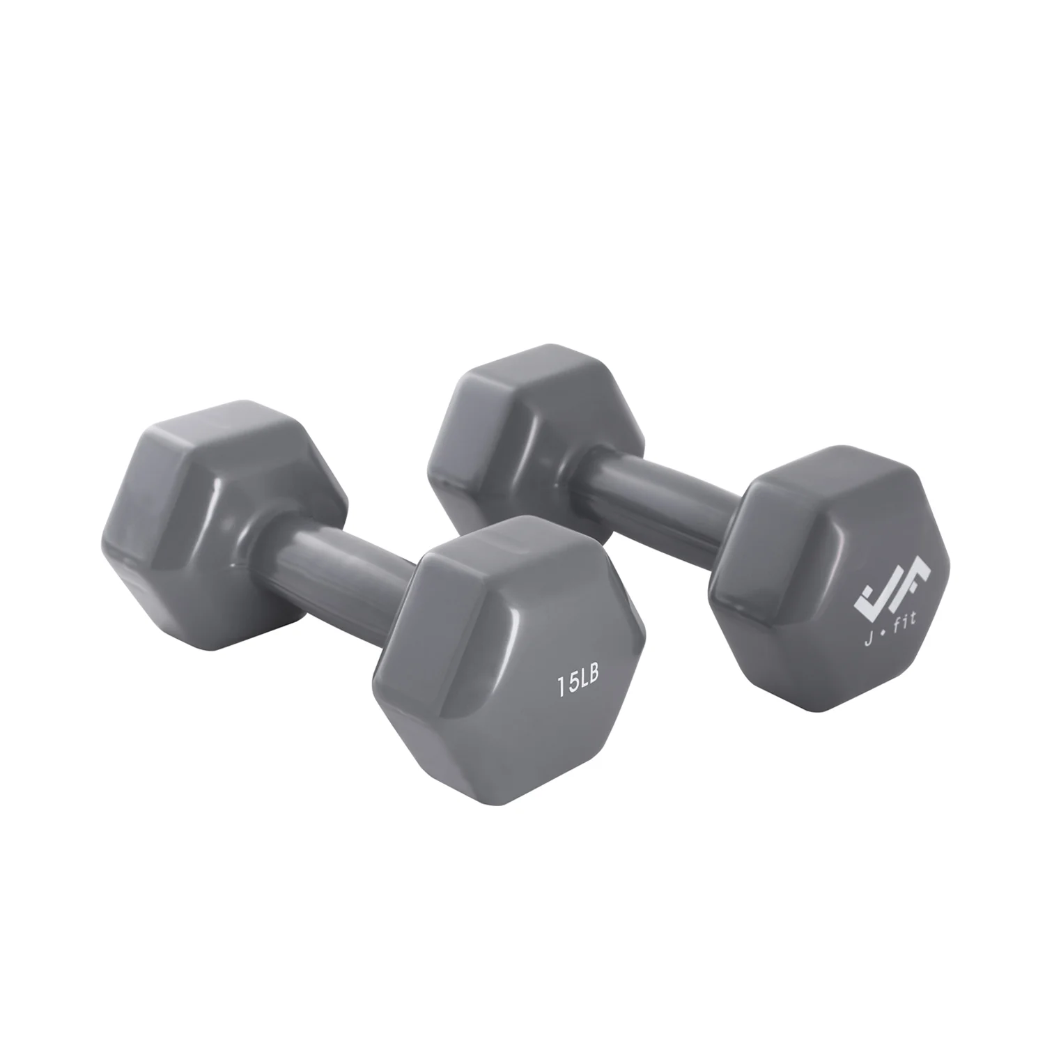 JFIT Vinyl Dumbbell (Set of 2), 15 LBS