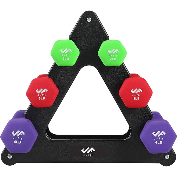 JFIT Dumbbell Pairs or Sets – Neoprene & Vinyl Coated Hand Weights for Home Gym, Strength Training, Aerobics, Cardio Exercise and Fitness