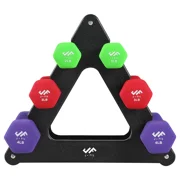 JFIT Dumbbell Set w/Durable Rack, Double Neoprene Coated Workout Weights, Solid Design Rack, 18 LB Set