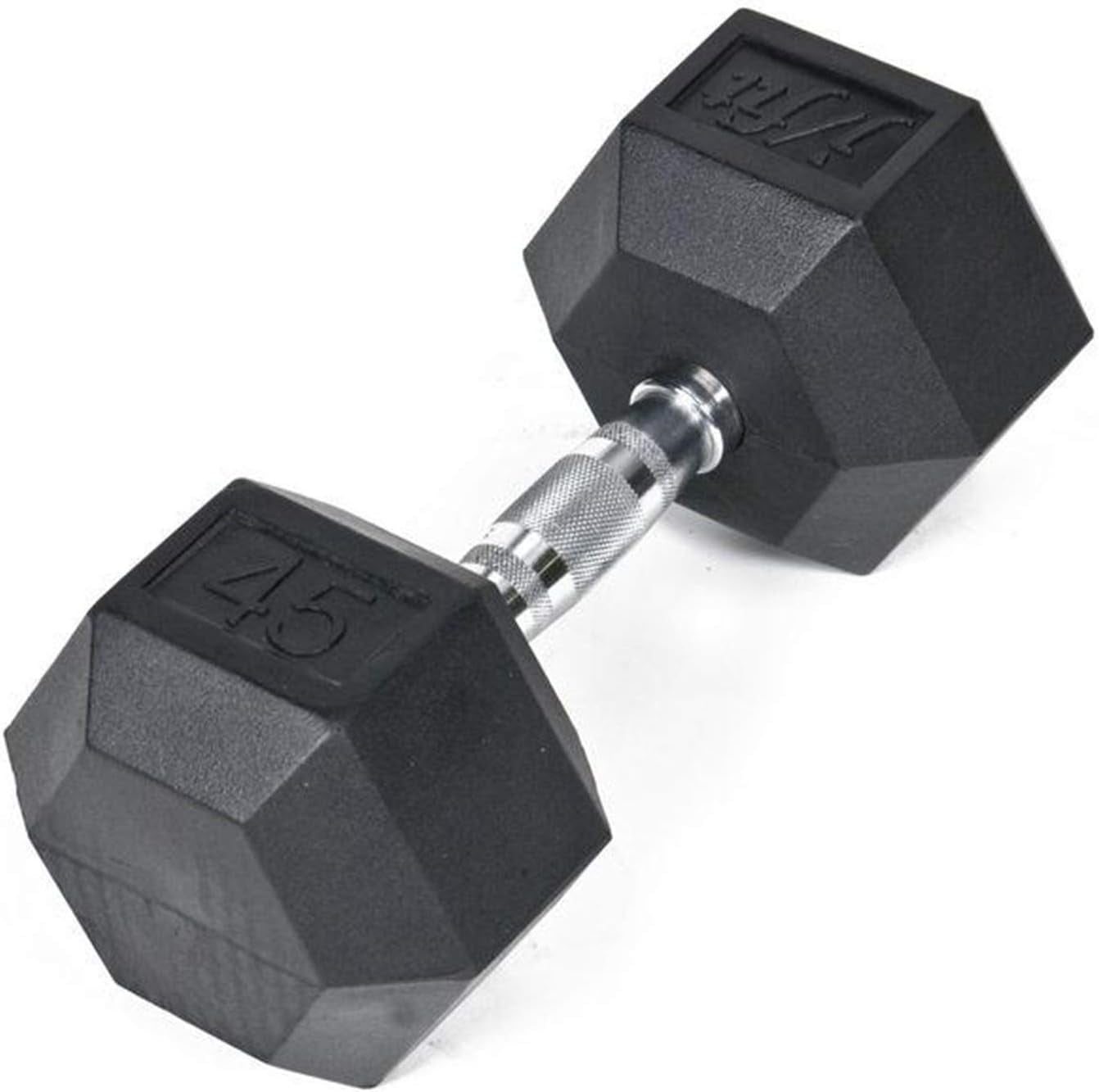 JFIT Rubber Hex Dumbbell - 15 Size, Single and Pair Options, 4-50lbs - Shaped Heads Prevent Rolling and Injury - Ergonomic Hand Weights for Exercise, Therapy, Muscle, Strength and Weight Training