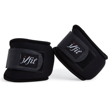 JFIT Adjustable Wrist Weights - Set of Two, 2 LB Each - Adjustable For a Convenient and Comfortable Fit - Size Medium/Large, Black