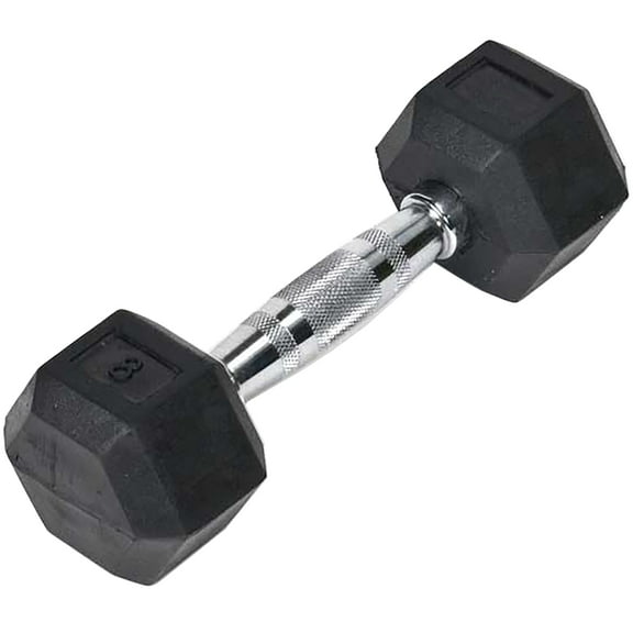JFIT Rubber Hex Dumbbell - 15 Size, Single and Pair Options, 4-50lbs - Shaped Heads Prevent Rolling and Injury - Ergonomic Hand Weights for Exercise, Therapy, Muscle, Strength and Weight Training