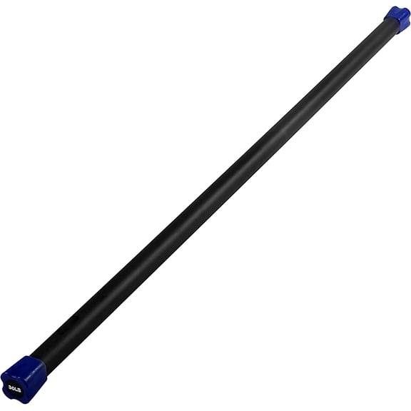 JFIT Weighted Workout Bar with Rubber Padding, 60, 30 LB, Navy/Black (20-7530)