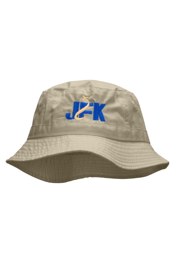 JFK Embroidered Bucket Hat - Natural OSFM